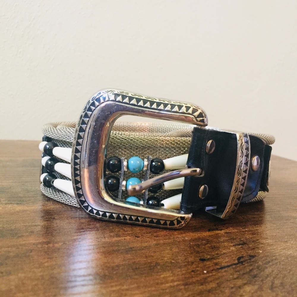 🩵 Southwestern cowgirl Silver & Turquoise Thunderbird Belt
